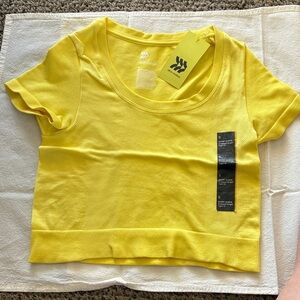 all in motion Bright Yellow Cropped Short Sleeve Tee